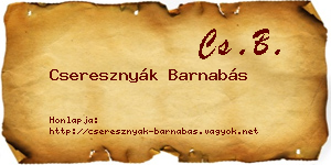 Cseresznyák Barnabás névjegykártya